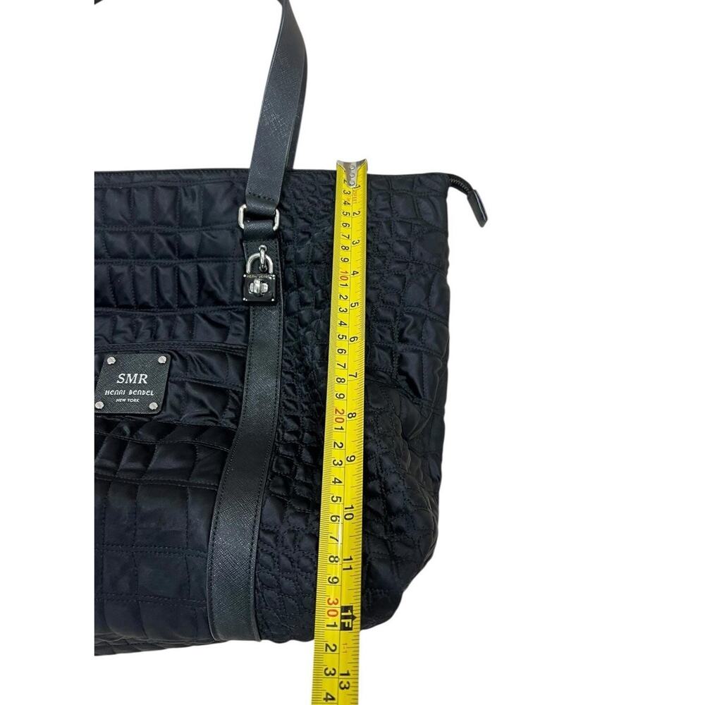 Henri Bendel Jetsetter Tote Black Quilted Nylon Leather Large Preppy Mint - Picture 5 of 15
